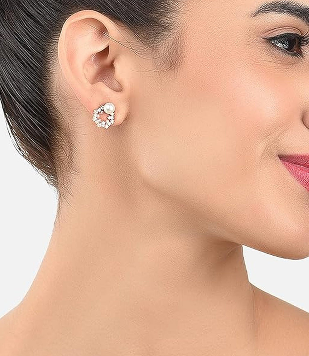 Jewel City Elegant Pearl Stud Earrings Set for Women & Girls | Classic Everyday & Party Wear Jewelry - Distacart