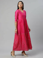 Ahalyaa Womens Pink Crepe Printed Dress - Distacart