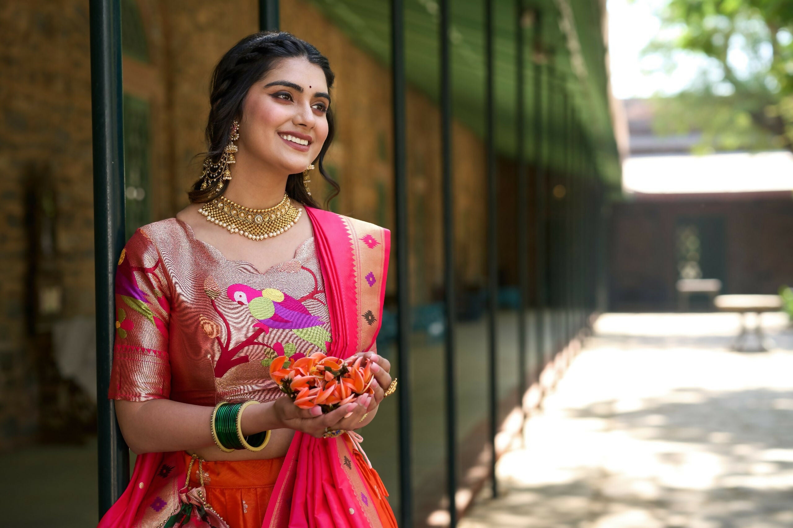 Vastranavya Perfect Classic And Contemporary Fashion Paithani Lehenga Choli - Red
