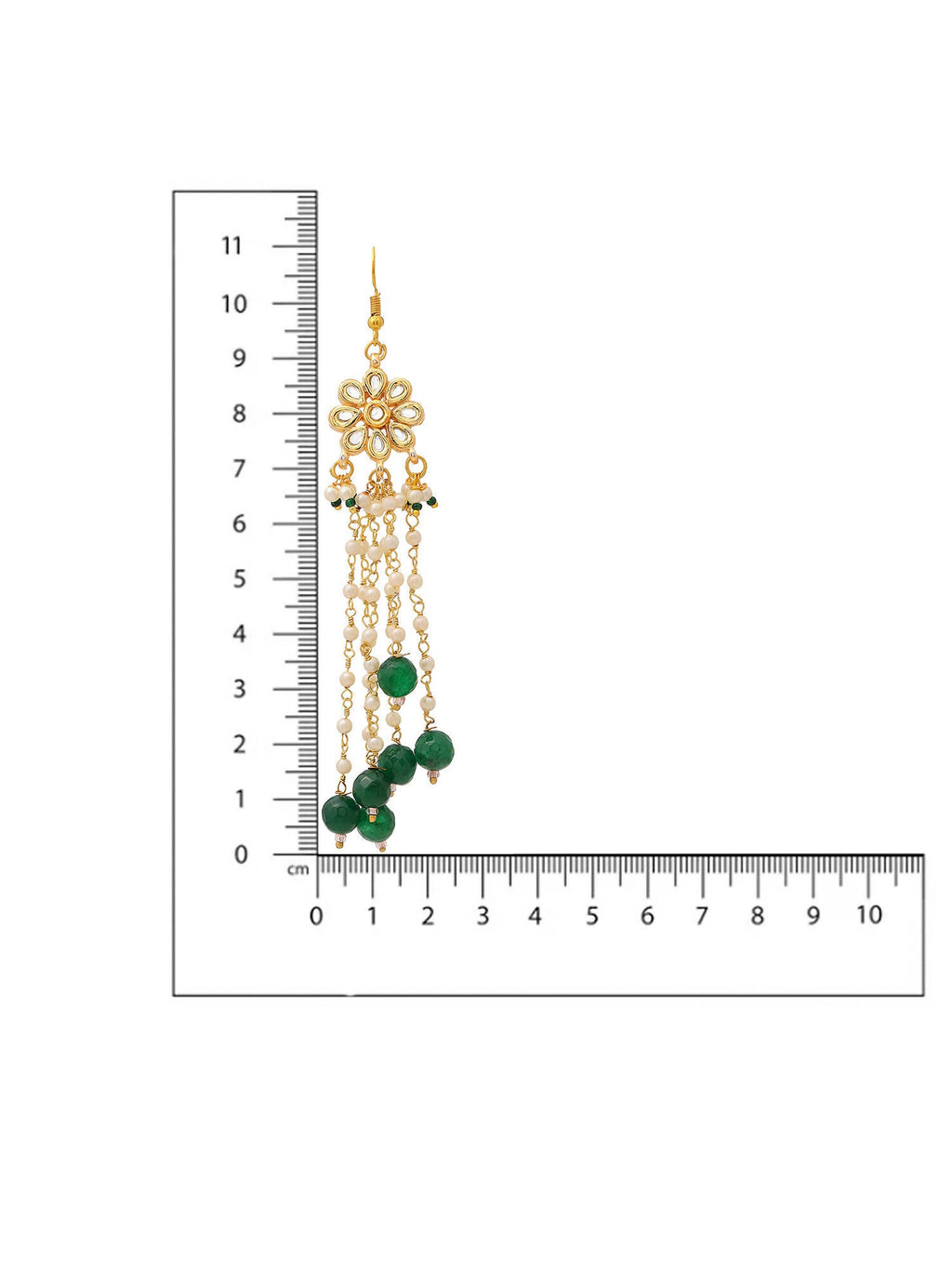 Ruby Raang Gold Flower Kundan & Green Stone Hair Jewelry