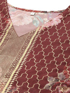 Ahalyaa Women Maroon Floral Printed Flared Sleeves Kaftan Kurta - Distacart