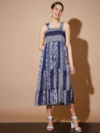 Myshka Women Blue Geometric Dresses - Distacart