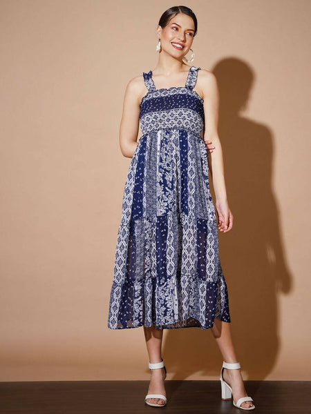 Myshka Women Blue Geometric Dresses