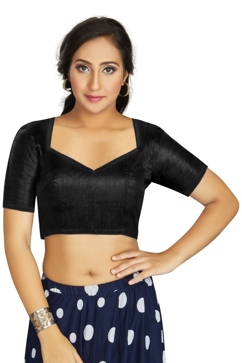 Aastha Fashion Women's Black Art Silk Designer Traditional Readymade Blouse