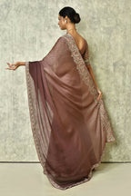 Brown Silk Plain Saree with Blouse Piece - Purvi