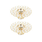 Tied Ribbons Set of 2 Gold-Toned Decorative Crystal Diyas