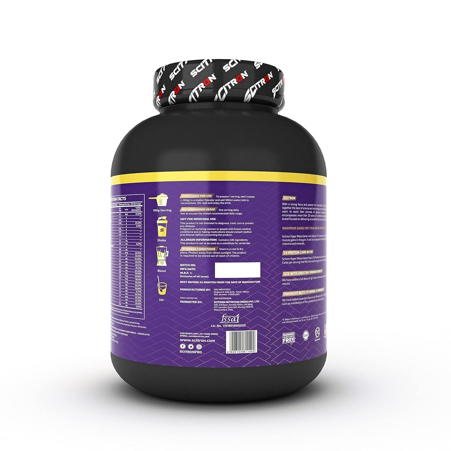 Scitron Nitro Series Hyper Mass Gainer Milk Chocolate - Distacart