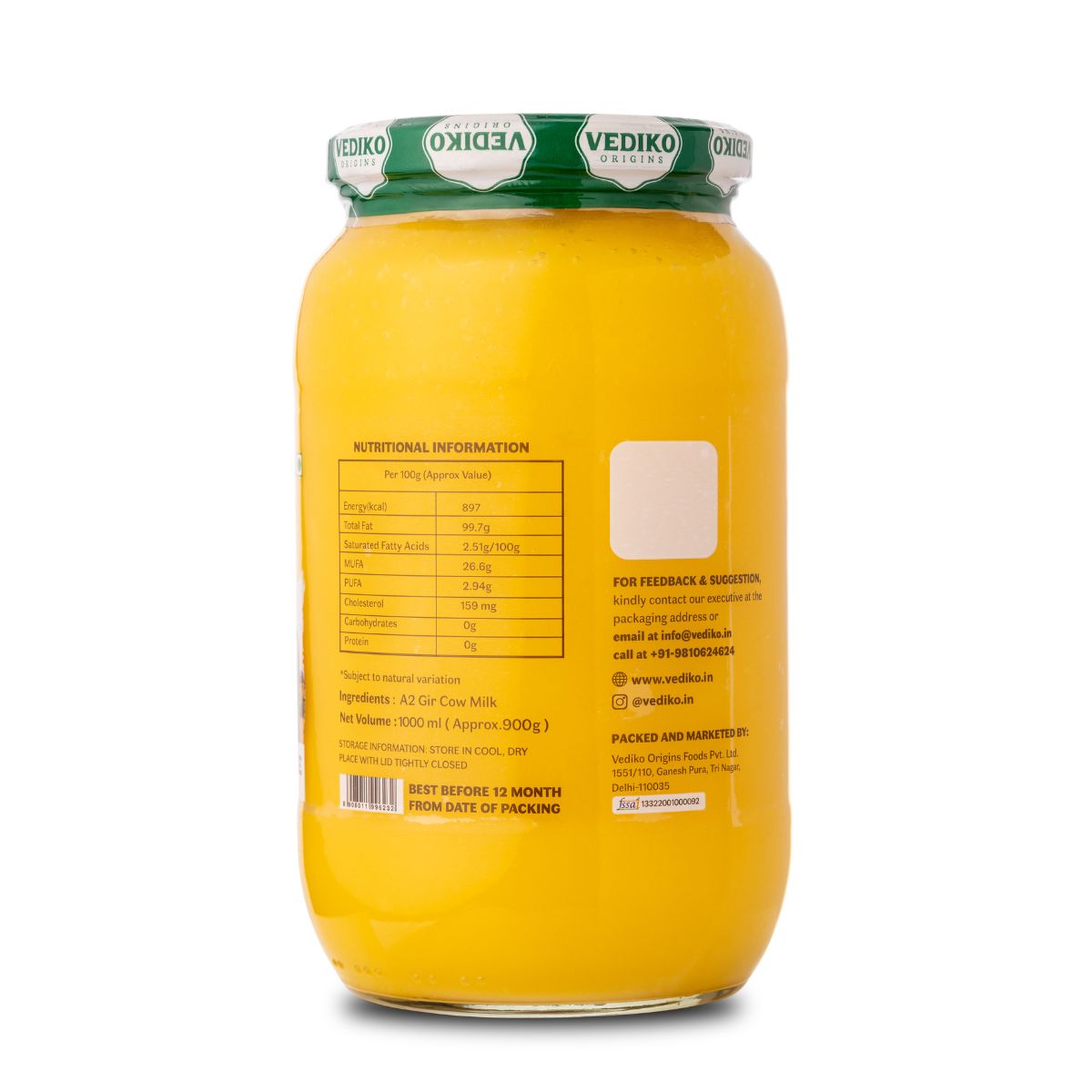 Vediko Origins A2 Gir Cow Ghee - Distacart