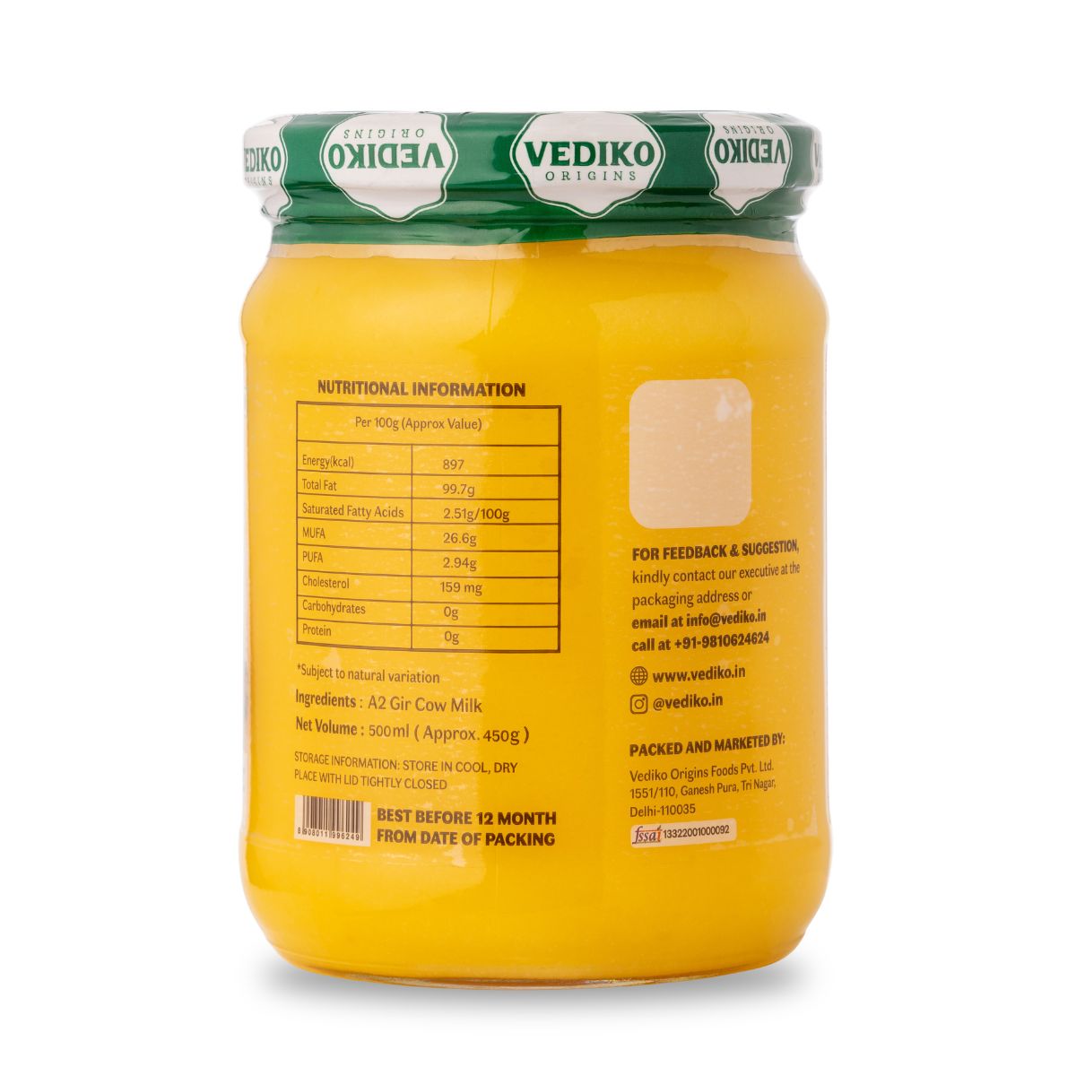 Vediko Origins A2 Gir Cow Ghee - Distacart