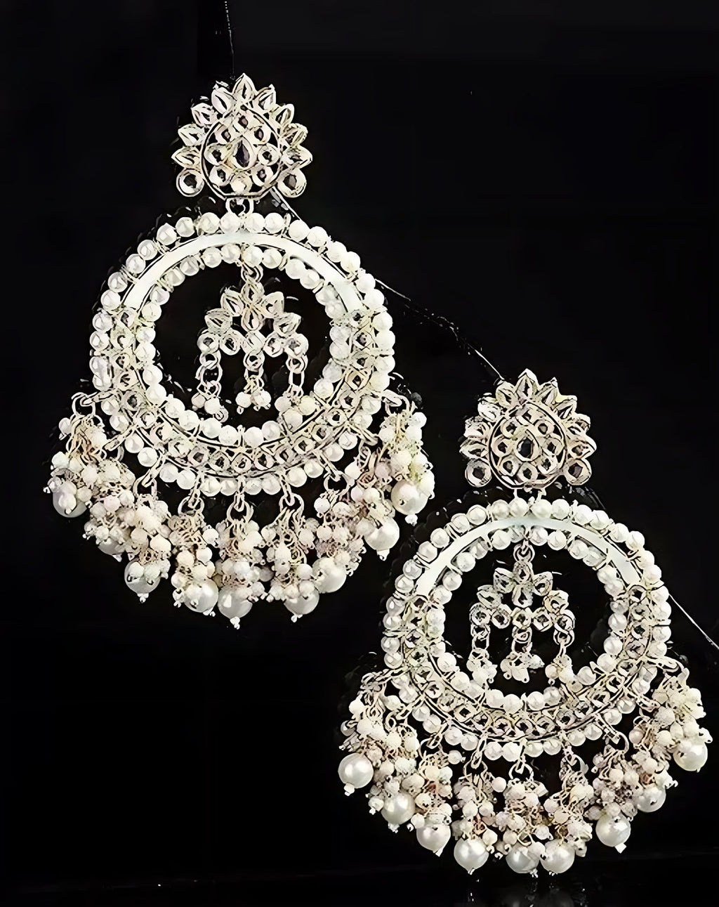 Jewel City Luxurious Pearl Chandelier Earrings - Traditional Indian Kundan Style Statement Jewelry for Wedding & Festive Wear - Distacart