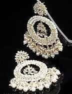Jewel City Luxurious Pearl Chandelier Earrings - Traditional Indian Kundan Style Statement Jewelry for Wedding & Festive Wear - Distacart