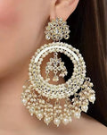 Jewel City Luxurious Pearl Chandelier Earrings - Traditional Indian Kundan Style Statement Jewelry for Wedding & Festive Wear - Distacart