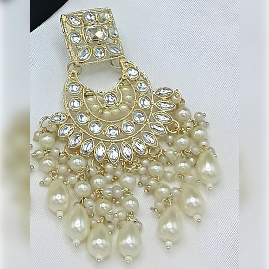 Jewel City Royal Pearl and Crystal Choker Set - Gold-Plated Wedding Jewelry with Earrings and Ring