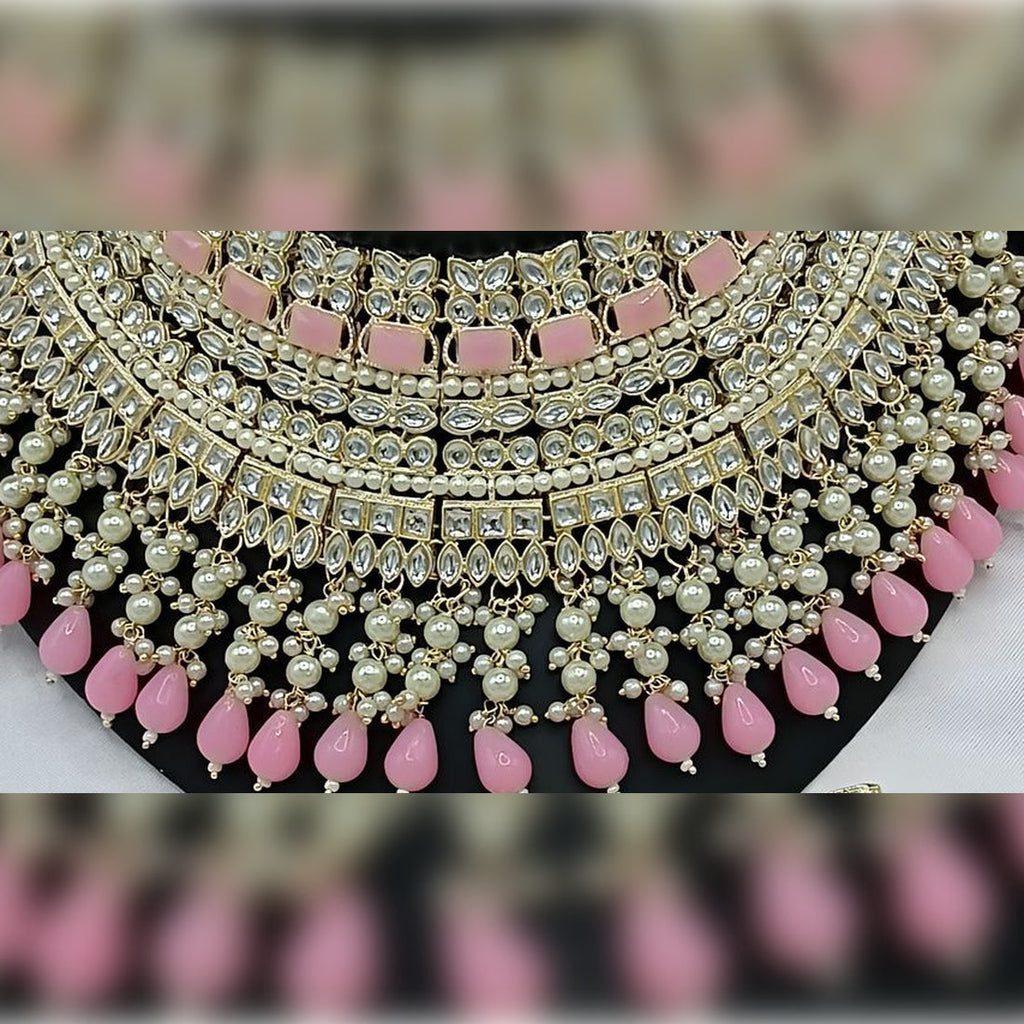 Jewel City Royal Pearl and Crystal Choker Set - Gold-Plated Wedding Jewelry with Earrings and Ring