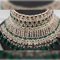 Jewel City Luxury Green Crystal Choker Set - Rose Gold-Plated Bridal Jewelry with Pearl Accents