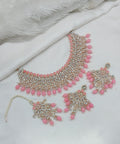 Jewel City Elegant Gold-Plated Kundan Pearl Bridal Jewelry Set Traditional Handcrafted Necklace, Earrings and Maang Tikka