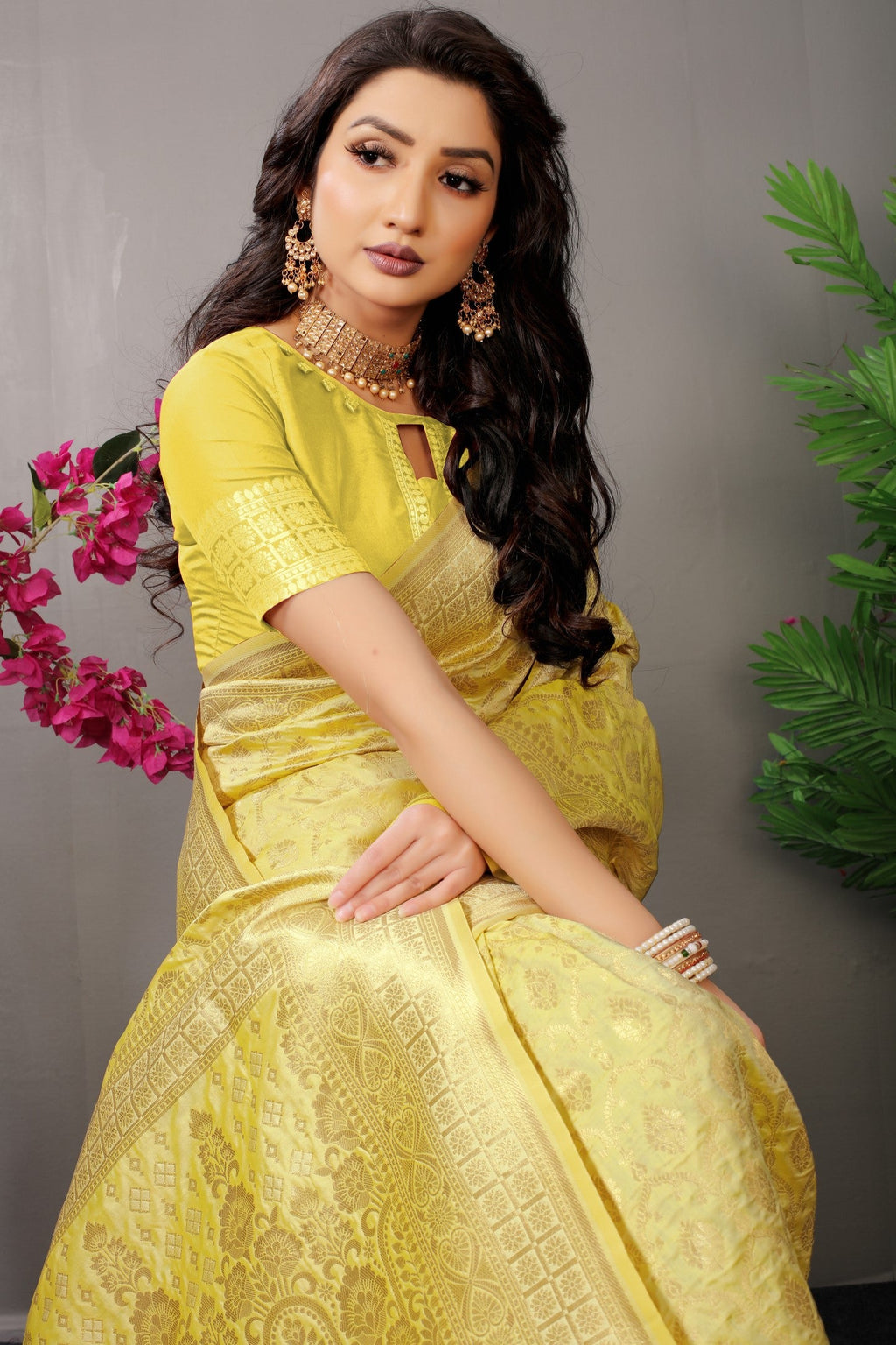 Anaita Cream Woven Design Pure Silk Banarasi Saree With Blouse - Distacart