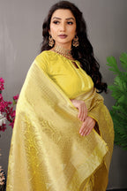 Anaita Cream Woven Design Pure Silk Banarasi Saree With Blouse - Distacart