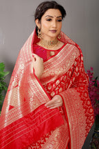 Anaita Red Woven Design Pure Silk Banarasi Saree With Blouse - Distacart