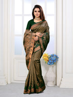 Vedant Vastram Litchi Silk Designer Banarasi Saree - Green - Distacart