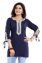 Snehal Creations Graceful Navy Blue Alluring Designer Kurti Tunic with Lace Detailing