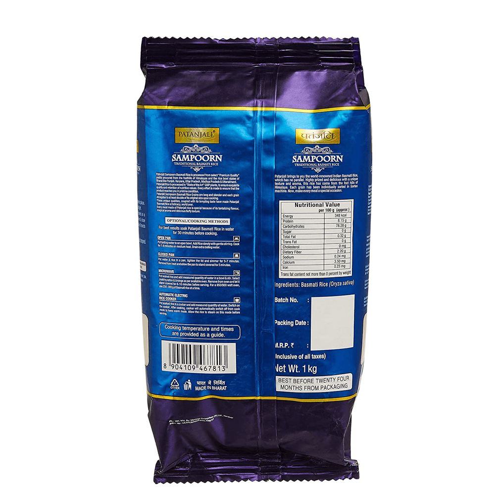 Patanjali Sampoorn Traditional Basmati Rice (1 kg) - Distacart