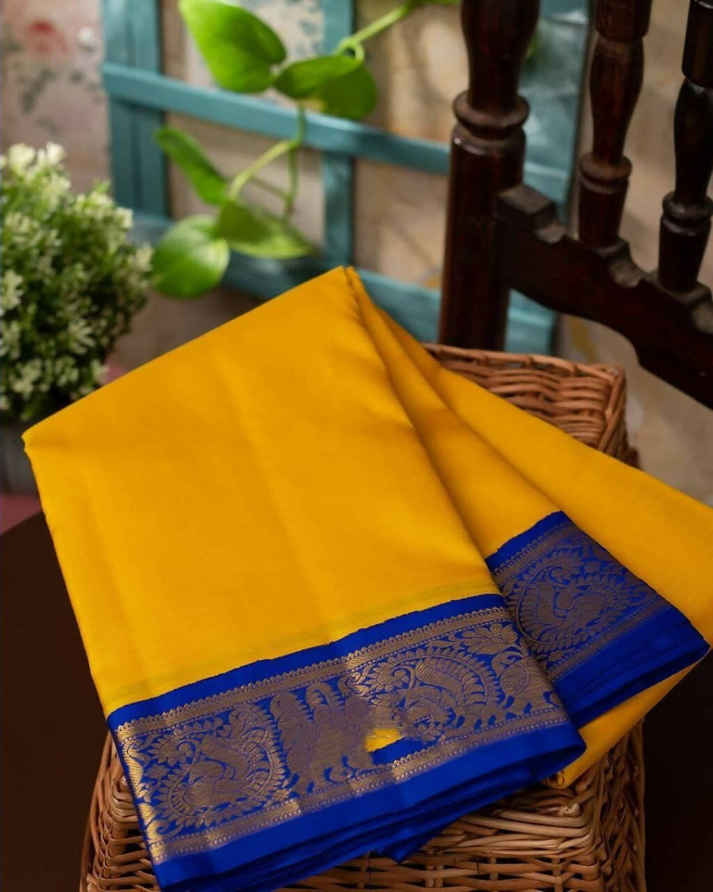 DEIANA'S Beautiful Designer Golden zari Soft Lichi Silk Saree - Yellow