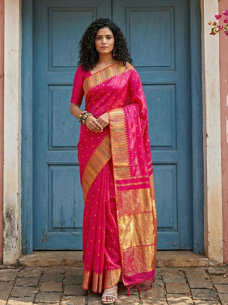 Shree Shyam Fashion Pink Silk Blend Saree