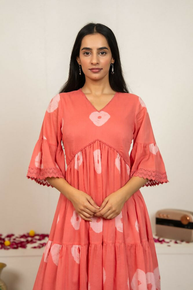 Joban Fashion Pink Tie & Dye Cotton Dress - Distacart