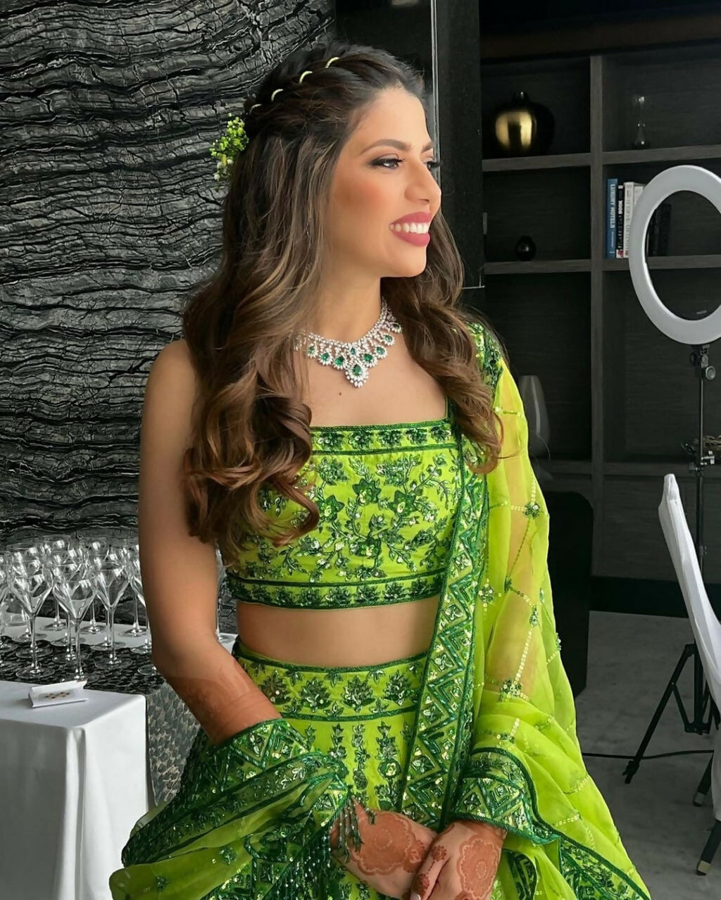Jyoti Fashion Green 3MM Sequin Jari Embroidered Malai Satin Silk Lehenga Choli with Dupatta