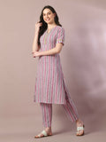Myshka Women's Multi Printed Cotton Straight Party Kurta Set