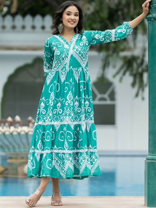 The52 Women's Gorgeous Flared Printed French Crepe Dress - Distacart