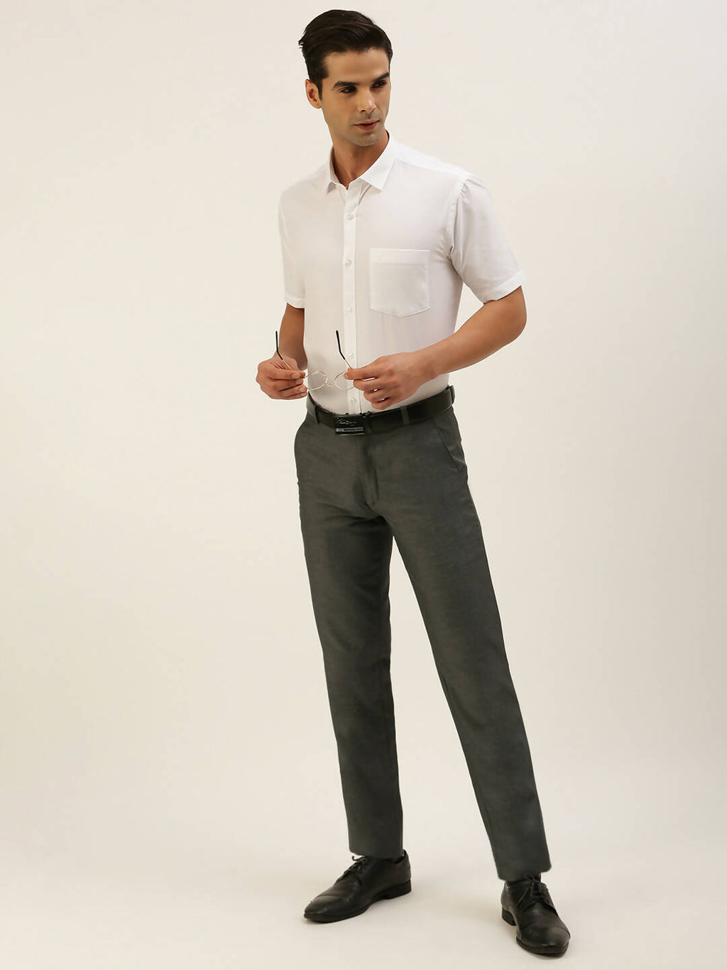 Ramraj Cotton Mens Half Sleeve Formal Poly Cotton White Shirt