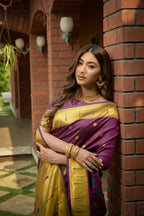 Jyoti Fashion Women's Wine Paithani Silk Zari Woven Saree with Blouse