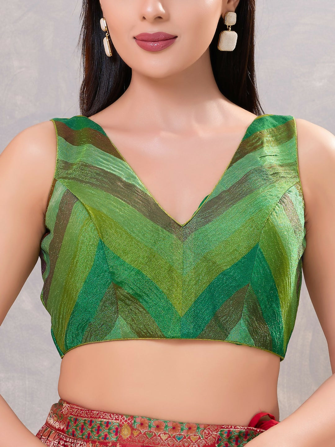 Joban Fashion Women Silk Green-Multi Stitched Blouse
