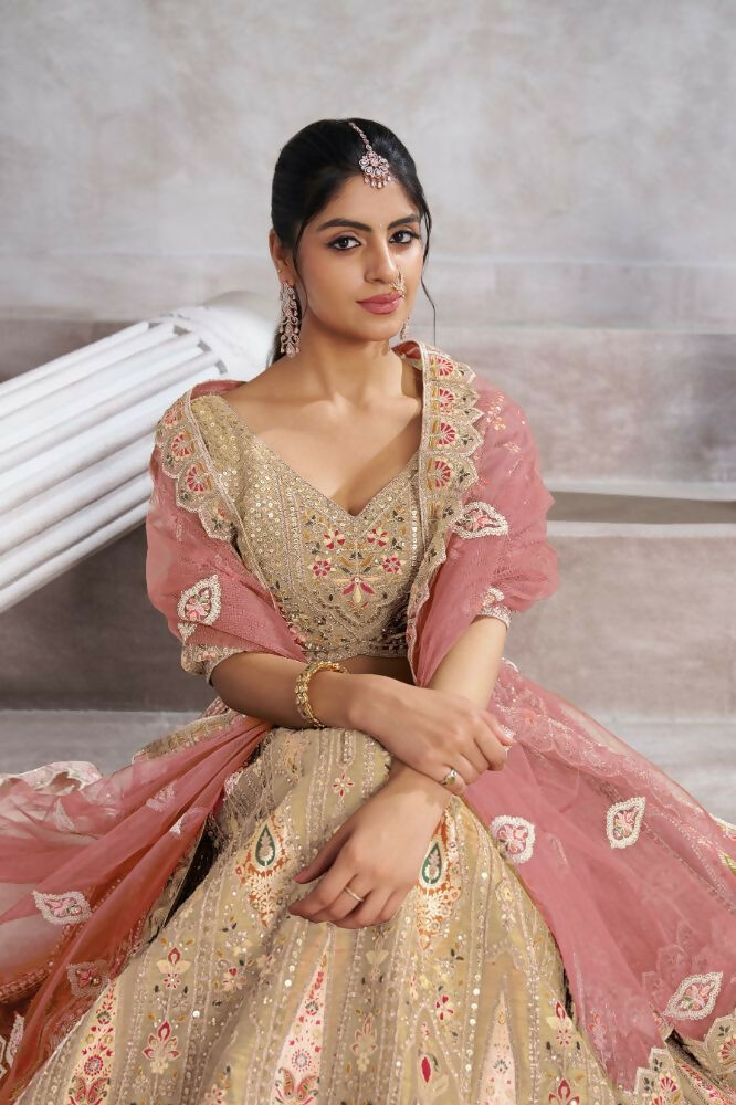Kesar Fab Light-Baby-Pink Banarasi Silk Hand_Woven Lehenga