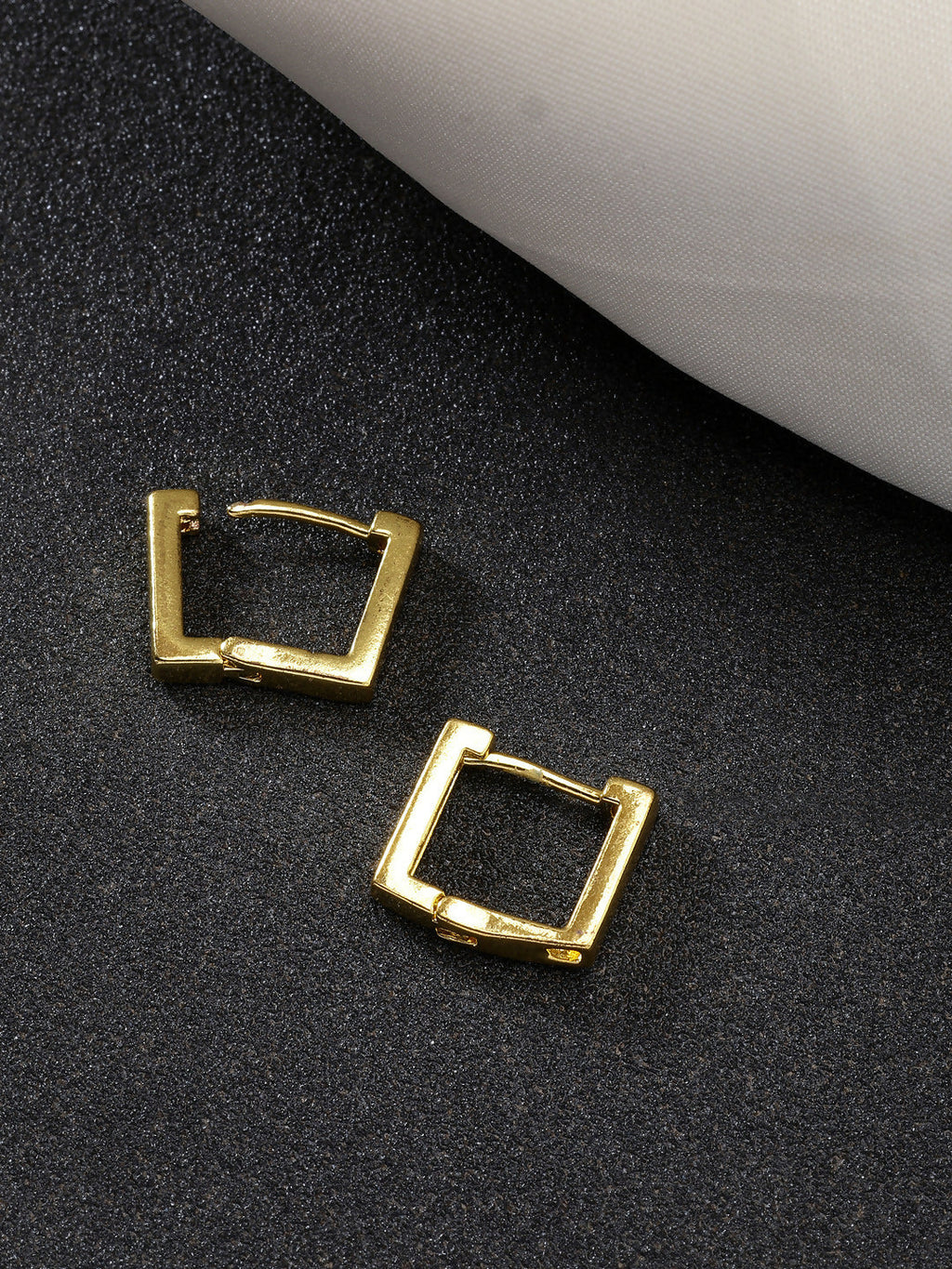NVR Men's Gold-Plated Geometric Shape Stainless Steel Hoop Earrings - Distacart
