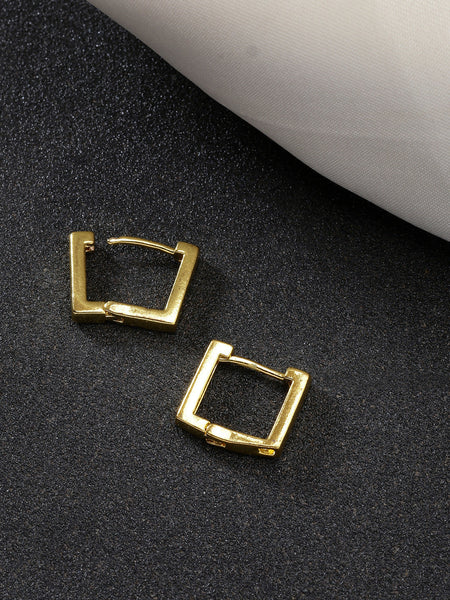 NVR Men's Gold-Polished Geometric Shape Stainless Steel Hoop Earrings