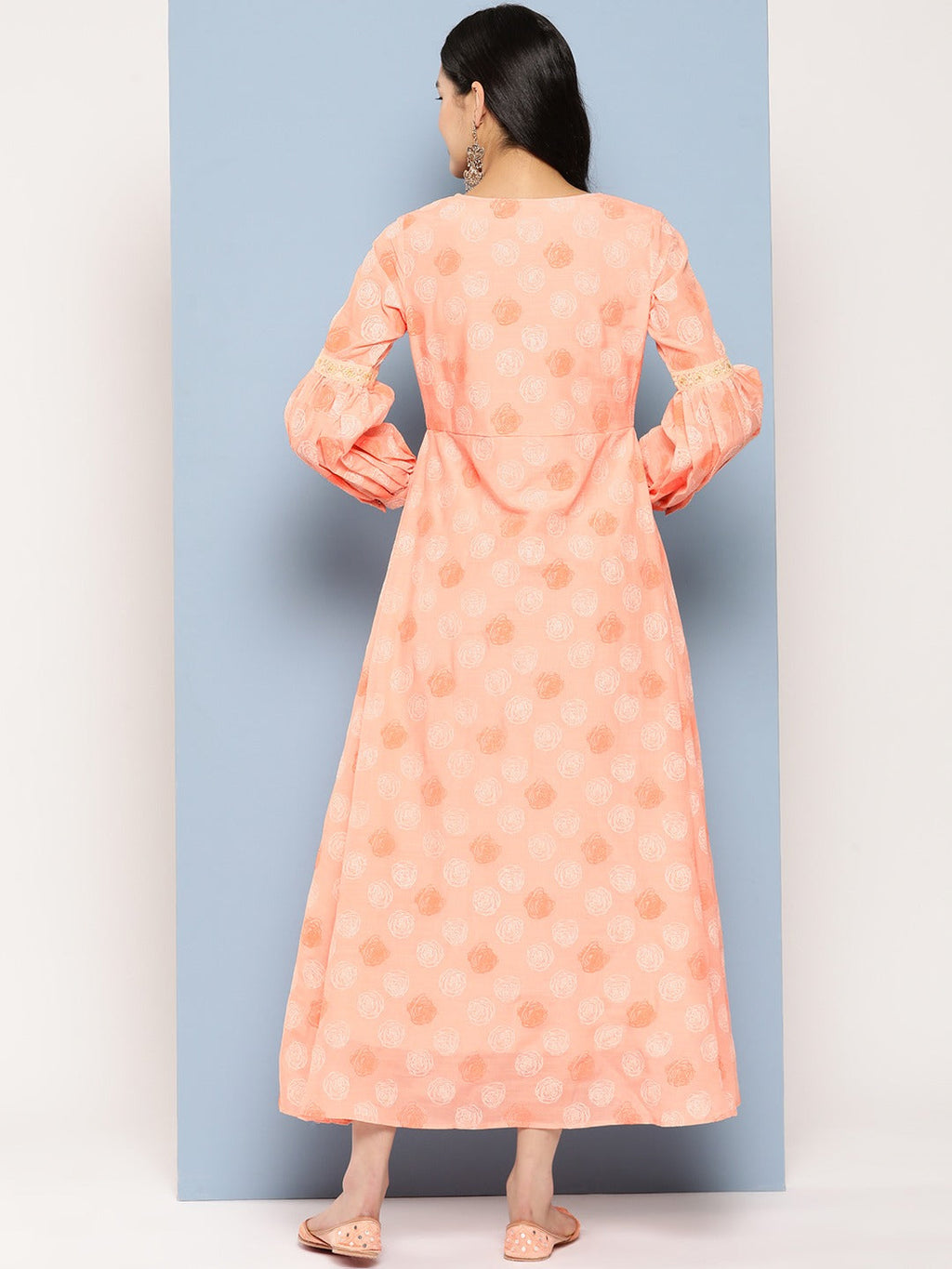 Yufta Peach Maxi Dress - Distacart