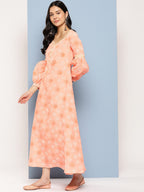 Yufta Peach Maxi Dress - Distacart