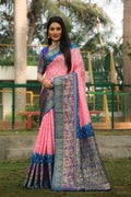 Anaita Peach Woven Design Pure Bandhej Kanjivaram Soft Silk Saree - Distacart