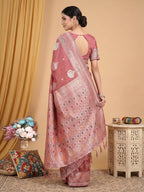 Anaita Peach Linen Woven Work Saree With Blouse - Distacart