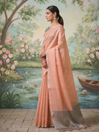 Anaita Peach Tissue Saree With Blouse - Distacart