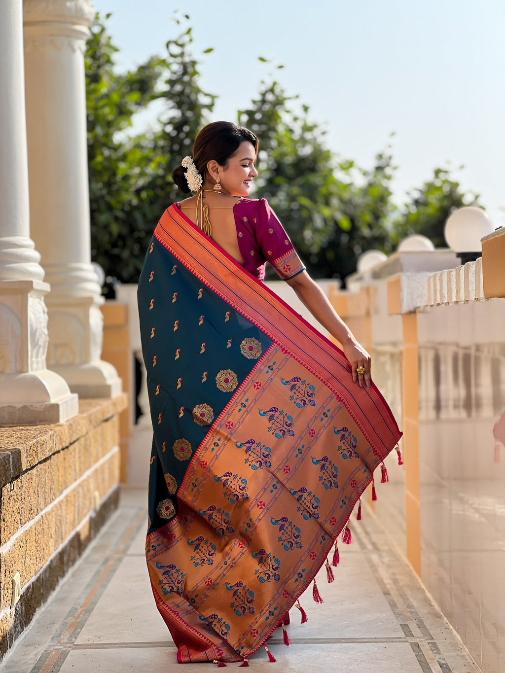 Vedant Vastram Soft Litchi Silk Paithani Jacquard Saree - Morpich