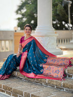 Vedant Vastram Soft Litchi Silk Paithani Jacquard Saree - Morpich