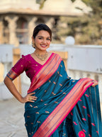 Vedant Vastram Soft Litchi Silk Paithani Jacquard Saree - Morpich