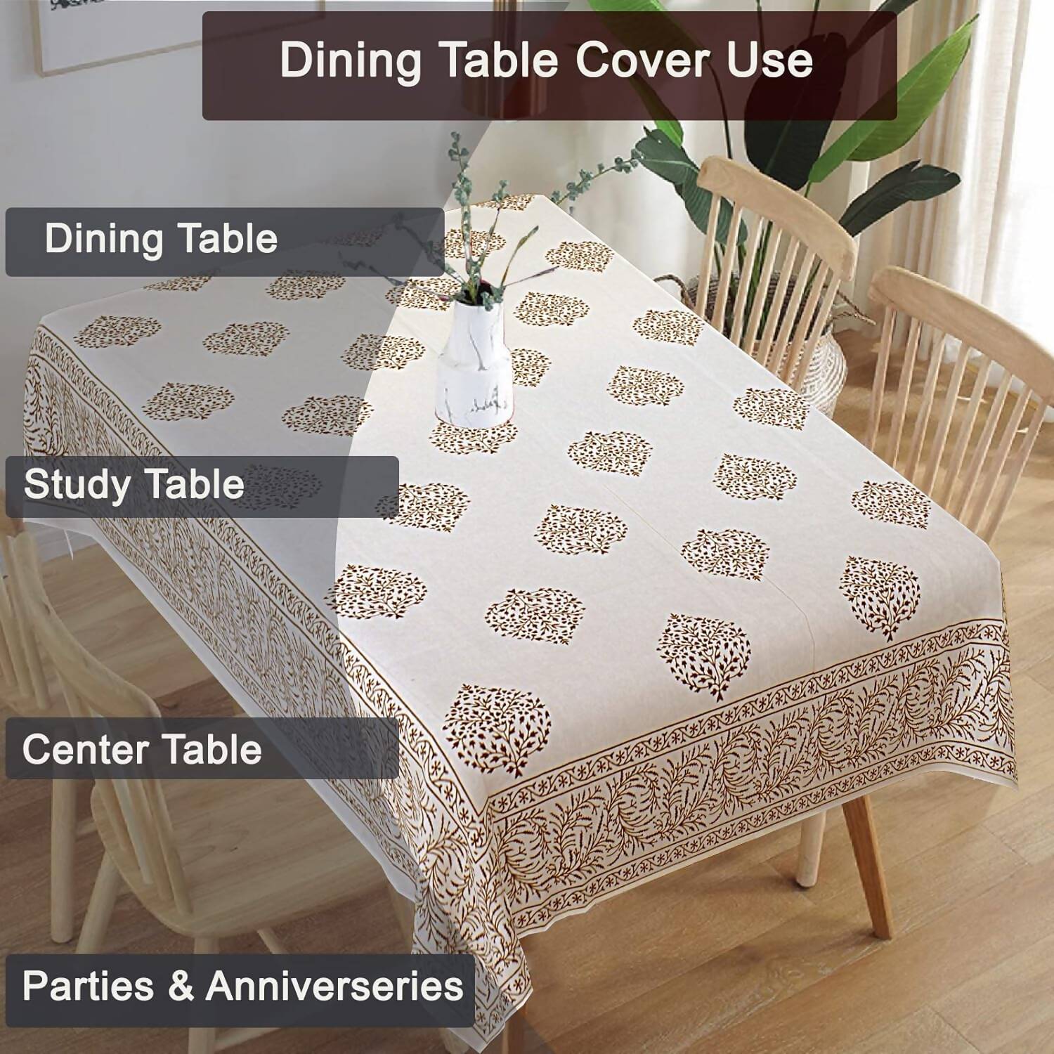 Urbano Homz Table Cloth for 6 Seater Dining Table - Cream