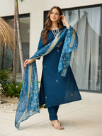 The52 Beautiful Embroidery Work with Rayon Fabric Straight Kurta, Pant and Dupatta Set - Distacart