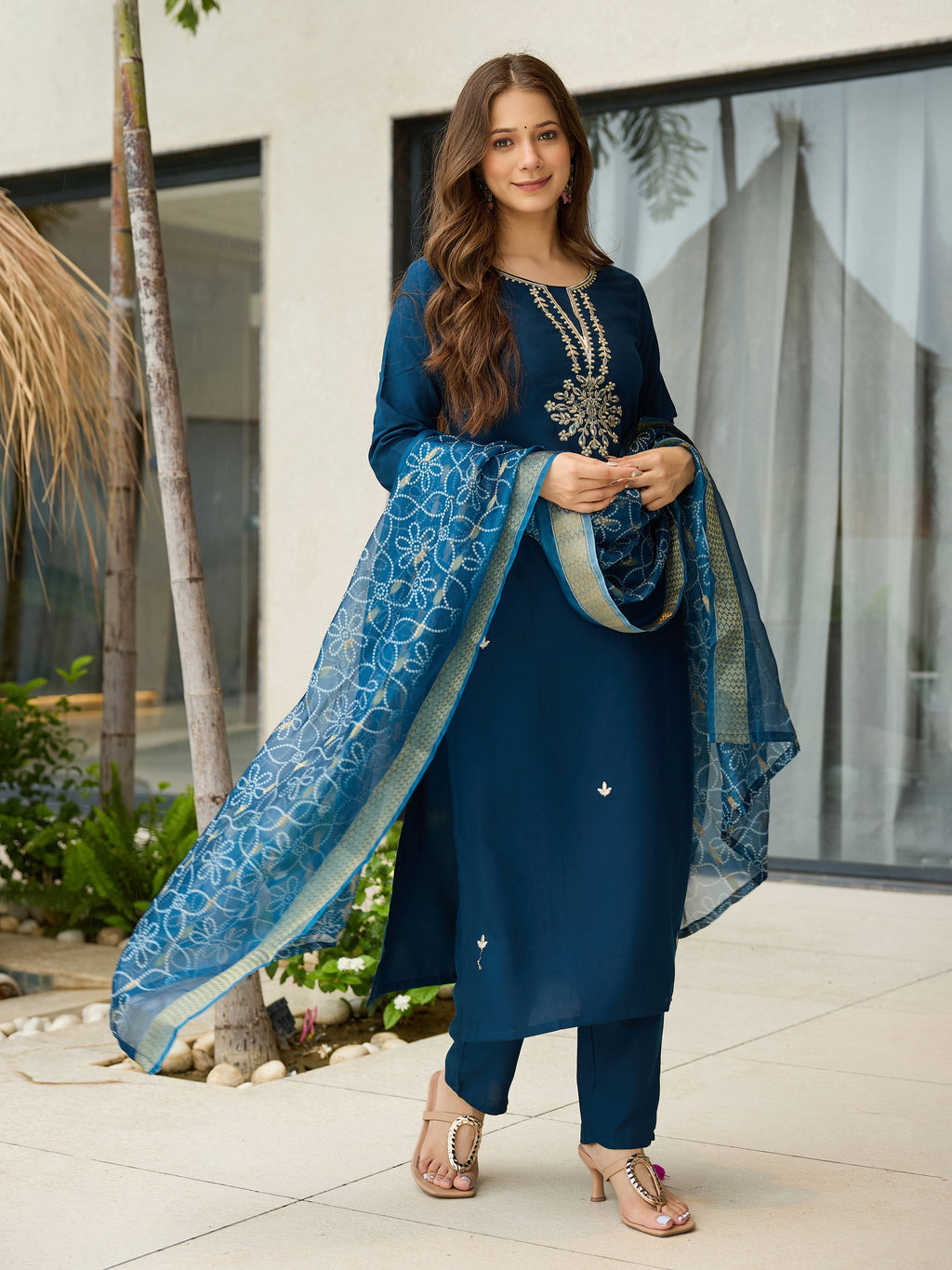 The52 Beautiful Embroidery Work with Rayon Fabric Straight Kurta, Pant and Dupatta Set - Distacart