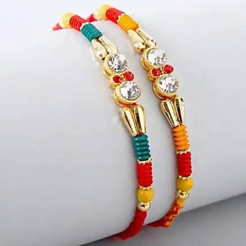 American Diamond Rakhi Set & Amul Milk Chocolates
